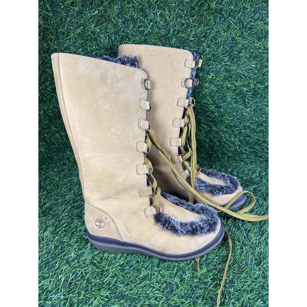 Timberland Kickadilla Womens Size 7 Brown Winter Leather Lace Up Tall Boots